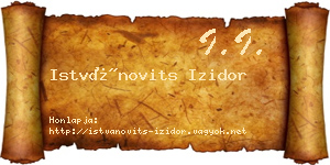 Istvánovits Izidor névjegykártya